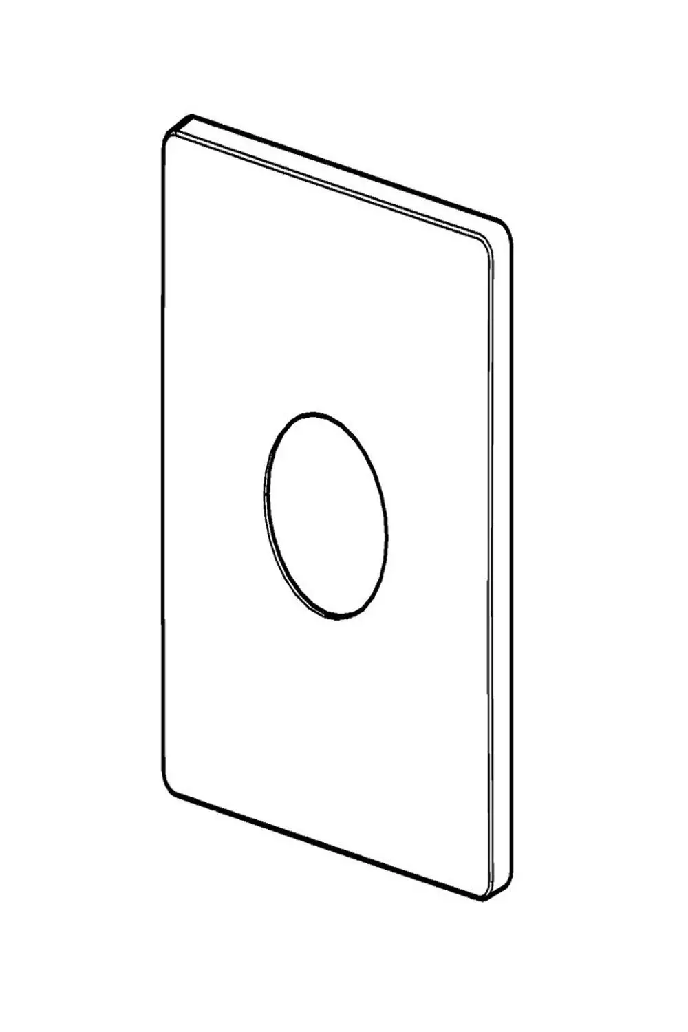 Flaches rechteckiges Element mit mittigem runden Ausschnitt, geeignet für Montageanwendungen. Entwurf im klassischen Stil für Produkte der Marke HANSA.